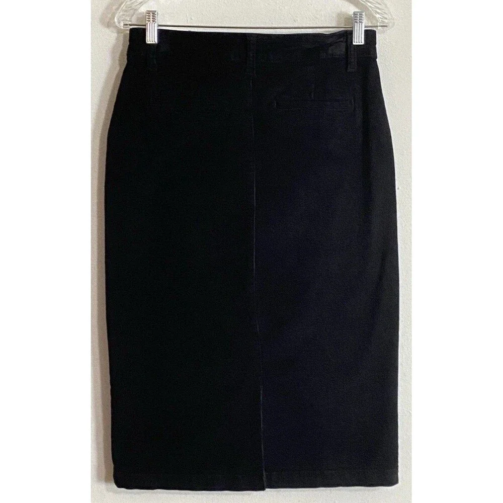 Time & Tru Black Corduroy Midi Skirt Size 4 Dark Academia Goth Romantic Grunge